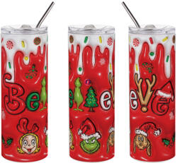 Deconline Crafts Grincs mintás termosz 600ml "BELIEVE (DO126150-600ML-TUMBLER)