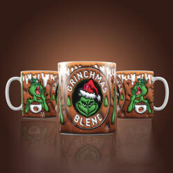 Deconline Crafts Grincs mintás karácsonyi bögre 3D pufi hatású "Grinchmas blend (DO129125)