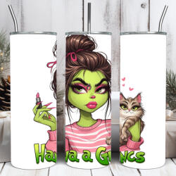 Deconline Crafts Egyedi feliratos termosz pohár 600ml "Grincs lány cicával" HD tumbler (DO129213-600ML)