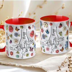 Deconline Crafts Anyák napi bögre "Anya, Nagyi, Max 5 gyerek" Személyre szabható, piros, kerámia (DO133008-RED-MUG)