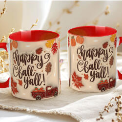 Deconline Crafts Őszi mintás bögre 3D pufi hatású "Hello Fall Y'all" red (DO126104-RED-MUG)