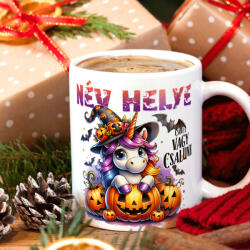 Deconline Crafts Egyedi neves Halloweeni bögre Cuki Unikornisos, személyre szabható 330 ml (DO126188-CERAMIC-MUG)