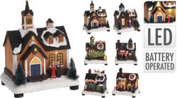 Koopman Kézzel festett LED karácsonyi házikó 15 cm 6 féle válaszható (ACK100030)