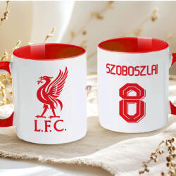 Deconline Crafts Prémium Liverpool Bögre személyre szabható, egyedi névvel 330ml Piros bögre (DO69345-RED-MUG)