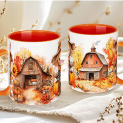Deconline Crafts Őszi mintás bögre HD "Farmhouse" Narancs (DO126115-ORANGE-MUG)
