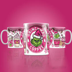 Deconline Crafts Grincs mintás karácsonyi bögre 3D pufi hatású "Grinchmas coffee (DO129124)