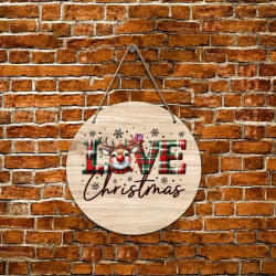 Deconline Crafts XL Karácsonyi fa tábla "Love Christmas" ajtódísz többféle méretben (DO129186-WOOD-CIRCLE)