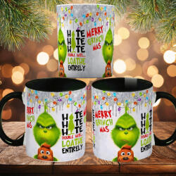 Deconline Crafts Grincses karácsonyi bögre "Hate hate hate" pufi hatású fekete bögre (DO129211-BLACK-MUG)