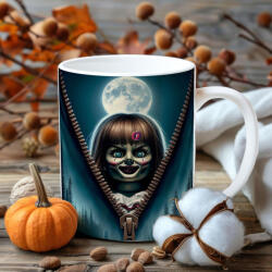Deconline Crafts Halloween mintás bögre Annabelle Cipzáros (DO126137-CERAMIC-MUG)