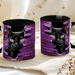 Deconline Crafts Halloween mintás bögre HD "Black Cat" fekete (DO126116-BLACK-MUG)