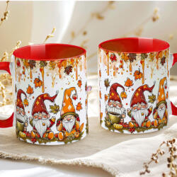 Deconline Crafts Őszi mintás bögre 3D pufi hatású "Őszi törpék" red (DO126127-RED-MUG)