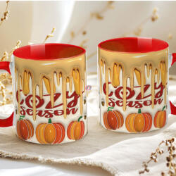 Deconline Crafts Őszi mintás bögre 3D pufi hatású "Cozy Season" red (DO126105-RED-MUG)