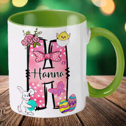 Deconline Crafts Húsvéti bögre "Monogramos" egyedi névvel, zöld, kerámia (DO133009-GREEN-MUG)