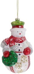QX-IMP Luxury kézműves üveg karácsonyfadísz hóember 13, 4 cm (055642)