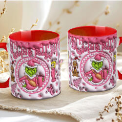 Deconline Crafts Grincses karácsonyi bögre "G&B" pufi hatású piros bögre (DO129185-RED-MUG)