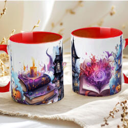 Deconline Crafts Halloween mintás bögre HD "Haunted House" red (DO126111-RED-MUG)
