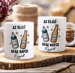 Deconline Crafts Apák napi bögre "Első apák napja" Személyre szabható, fehér, kerámia (DO133020-CERAMIC-MUG)