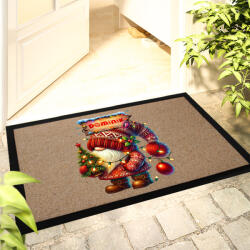 Deconline Crafts Egyedi neves karácsonyi Lábtörlő 60x40 cm "Piros karácsonyi manó" színes HD (DO129203-Doormat-60x40)