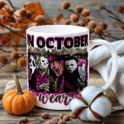 Deconline Crafts Halloween mintás bögre "Pink October" kerámia 330ml (DO126187-CERAMIC-MUG)