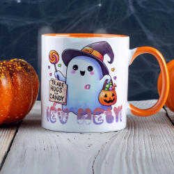 Deconline Crafts Egyedi neves Halloweeni bögre Cuki szellemes, személyre szabható 330 ml Narancssárga (DO126183-ORANGE-MUG)