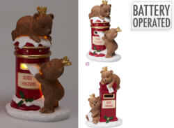 Koopman LED-es medvés postaláda dekoráció- polystone 16 cm (ALX913640)