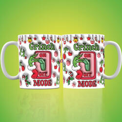 Deconline Crafts Grincs mintás karácsonyi bögre 3D pufi hatású "Grinch mode (DO129120)