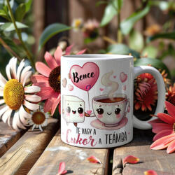 Deconline Crafts Szerelmes bögre "Te vagy a cukor a teámba" egyedi névvel, fehér, kerámia (DO133010-CERAMIC-MUG)