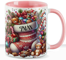 Deconline Crafts Egyedi neves karácsonyi bögre "A Mikulás műhelye" 330 ml kerámia Rózsaszín Full HD (DO129205-PINK-MUG)
