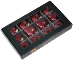 Decoration & Design Karácsonyfadísz - Szív (üveg) - 12 darabos, rózsaszín, 4 cm (504524)