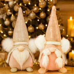 Koopman Plüss Karácsonyi Manó Rózsaszín-Fehér Ruhában, 39 cm - Fiú vagy Lány (APF661620)