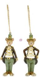 Decoration & Design Egér ruhában, kalapban akasztós poly 3, 5x2x9 cm zöld, barna 2 féle (DD69748)