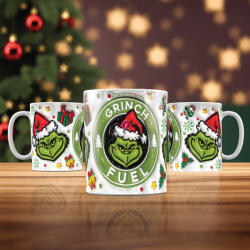 Deconline Crafts Grincs mintás karácsonyi bögre 3D pufi hatású "Grinch Fuel (DO129113)