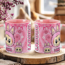 Deconline Crafts Egyedi neves Rózsaszín Labubu bögre személyre szabható rózsaszín (DO69363-PINK-MUG)