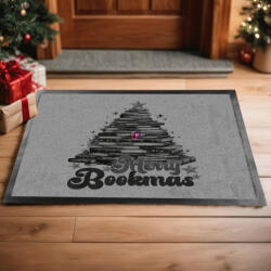 Deconline Crafts Karácsonyi mintás Lábtörlő 60X40 cm "Merry Bookmas"szürke, fekete (DO129201-doormat-GR)