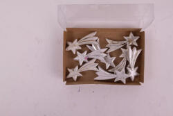 QX-Impex 8 db-os Dekor Polirezin Hullócsillag Szettben, Antik Fehér (047819)