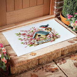 Deconline Crafts Egyedi feliratos húsvéti szőnyeg, kádkilépő 60X40 cm "Helló Tavasz" tört fehér (DO133005--RUG-60x40)