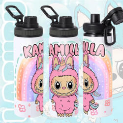 Deconline Crafts Személyre szabható "Labubu Rainbow" fém kulacs egyedi névvel 850 ml (DO69364-850)