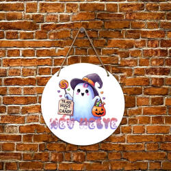 Deconline Crafts XL Halloweeni FaTábla Cuki szellemes, személyre szabható, akasztható többféle méret (DO126183-WOOD-CIRCLE)