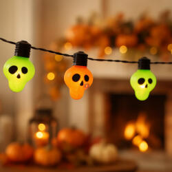 Koopman LED Fényfüzér - Halloween Koponya Design, 10 LED, 1, 2 m (348900940)