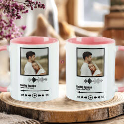 Deconline Crafts Egyedi Ajándék bögre kedvenc dal - személyre szabható fényképpel és dallal 300 ml rózsaszín (DO133031-PINK-MUG)