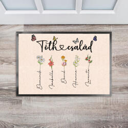 Deconline Crafts Virágos családneves lábtörlő személyre szabható névvel és virágokkal 60x40 cm (DO593023-XL)