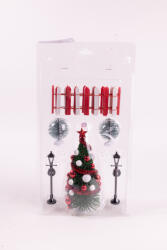 QX-Impex XL 6 db-os Karácsonyi makett kerítés, kandeláber dekor szett műanyag (580265)