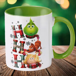 Deconline Crafts Grincses karácsonyi bögre "Ho Ho Ho" pufi hatású zöld bögre (DO129221-GREEN-MUG)