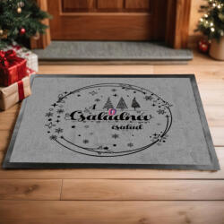 Deconline Crafts Egyedi neves karácsonyi Lábtörlő 60X40 cm "Személyre szabható névvel"szürke, fekete (DO129220-doormat-GR)