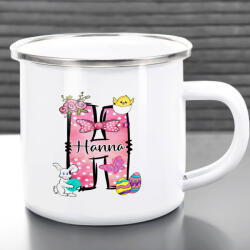 Deconline Crafts Húsvéti zománcozott bögre "Monogramos" egyedi névvel fém (DO133009-ALU-MUG)