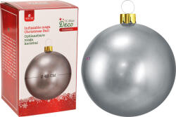 Koopman XL 45 cm-es Felfújható óriás karácsonyfadísz gömb ezüst, ideális óriás fákhoz (491030240)
