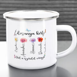 Deconline Crafts Anyák napi zománcozott bögre "Anya kertje" egyedi névvel fém (DO133006-ALU-MUG)