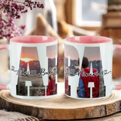 Deconline Crafts Apák napi bögre "APA fényképes, 1-5 névvel" Személyre szabható, rózsaszín, kerámia (DO133016-PINK-MUG)