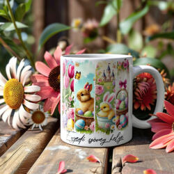 Deconline Crafts Húsvéti bögre "Retro Húsvét" egyedi felirattal, fehér, kerámia (DO133003-CERAMIC-MUG)