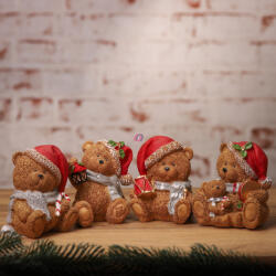 Koopman Prémium cuki karácsonyi maci figura sapkában 10 cm (ALX618640)